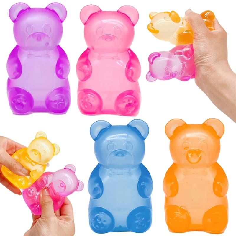 Giocattolo Squishy a Forma di Orsetto Nee Doh in Maltosa, Giocattolo Sensoriale Colorato, Decorazione Creativa per Scrivania, Bambola Antistress, Giocattolo Spremibile