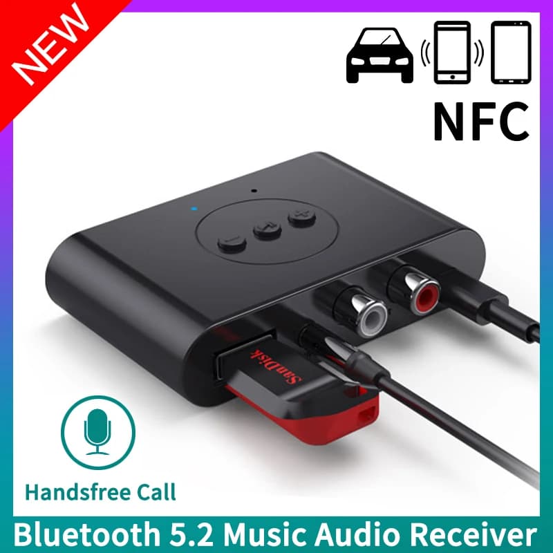 Bluetooth NFC 3.5 mm AUX RCA USB U-Disk Wireless Adapter for stereo music with microphone for car kit Speaker Amplifier