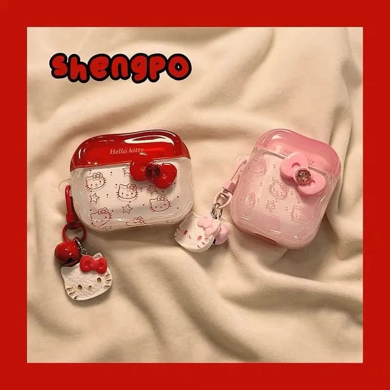 Custodia Protettiva in Silicone Hello Kitty per Airpods Pro 2, Auricolari Bluetooth Wireless Apple, Airpods 4, Airpods Pro 3, Regalo per Ragazze