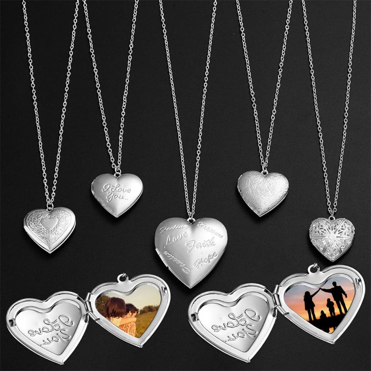 Collana con ciondolo con cornice per foto a forma di cuore romantico per donna Uomo Moda carino cuore apribile medaglione catena girocollo gioielli commemorativi