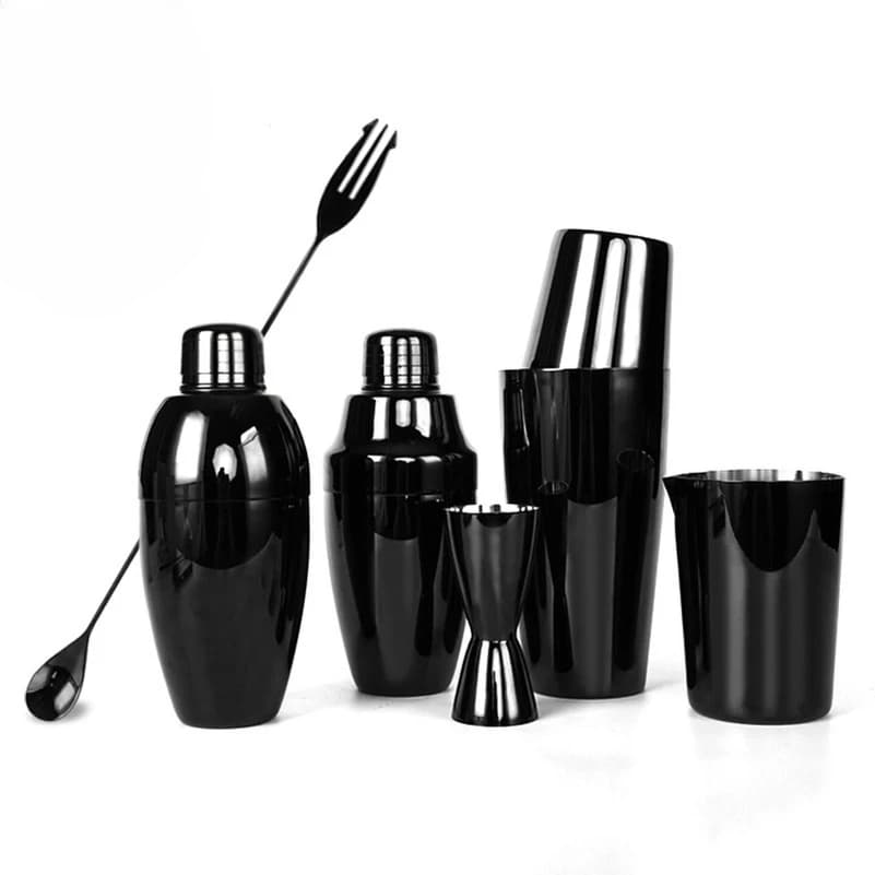 Stainless Steel Cocktail Shaker Black Titanium Boston Shaker Set Mirror Series Bar Mixing Tool Bartender Drink Making Kit