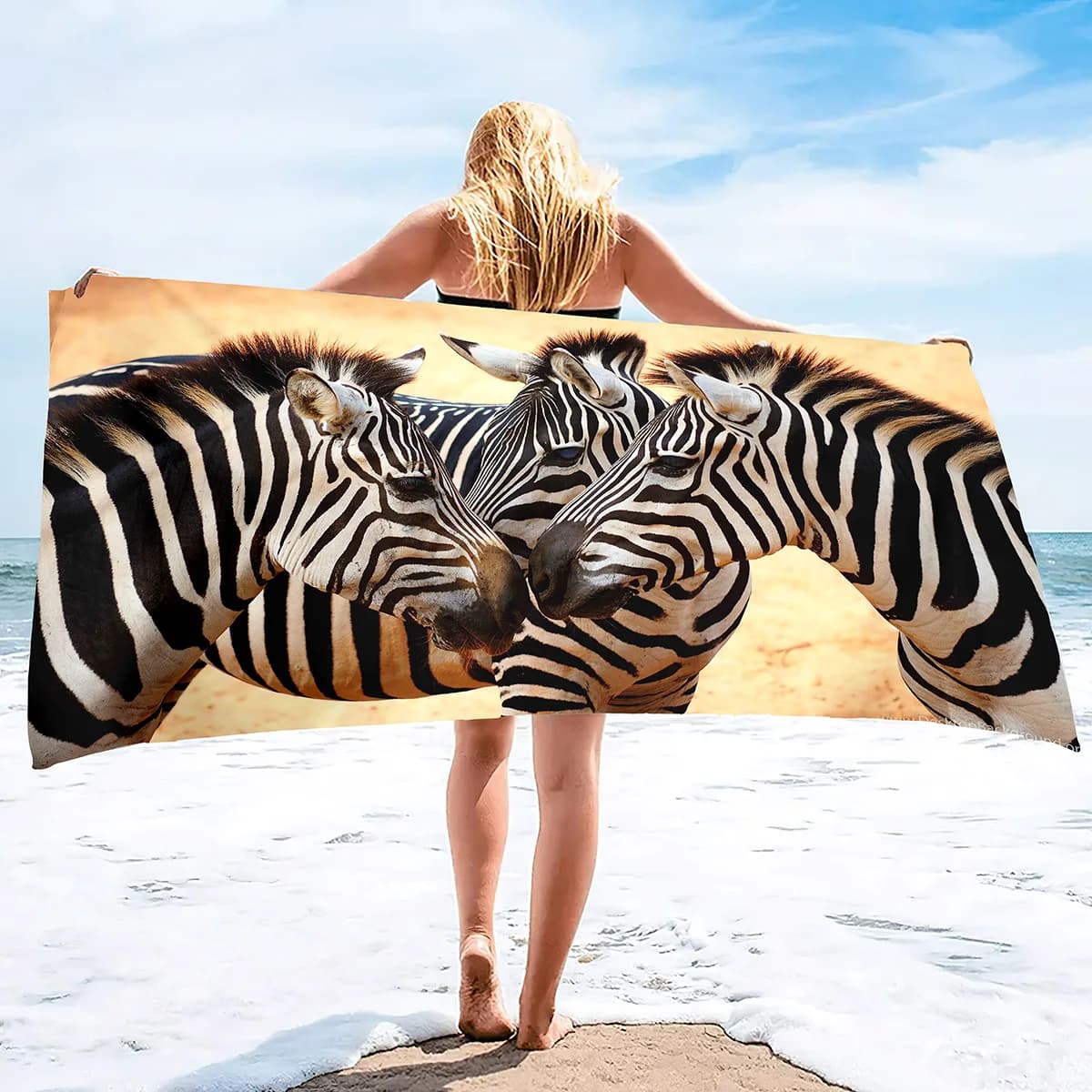 Asciugamani da spiaggia Zebra Asciugamano da bagno oversize in microfibra morbido e grande, assorbente, ad asciugatura rapida, resistente alla sabbia, per viaggi, nuoto, bagno, piscina