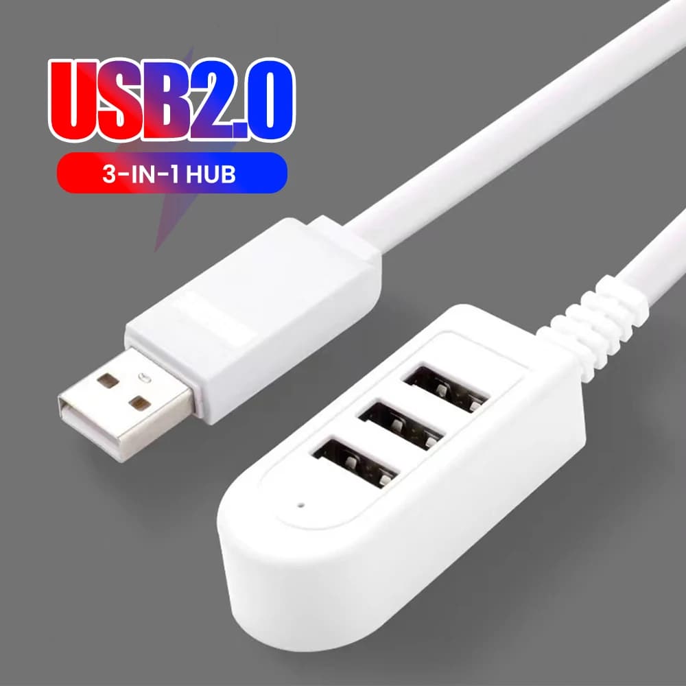 USB Extension Cable Multiport Charging Cable Hub Adapter 3 in 1 USB Charger Converter 0.3 M/1,2 M