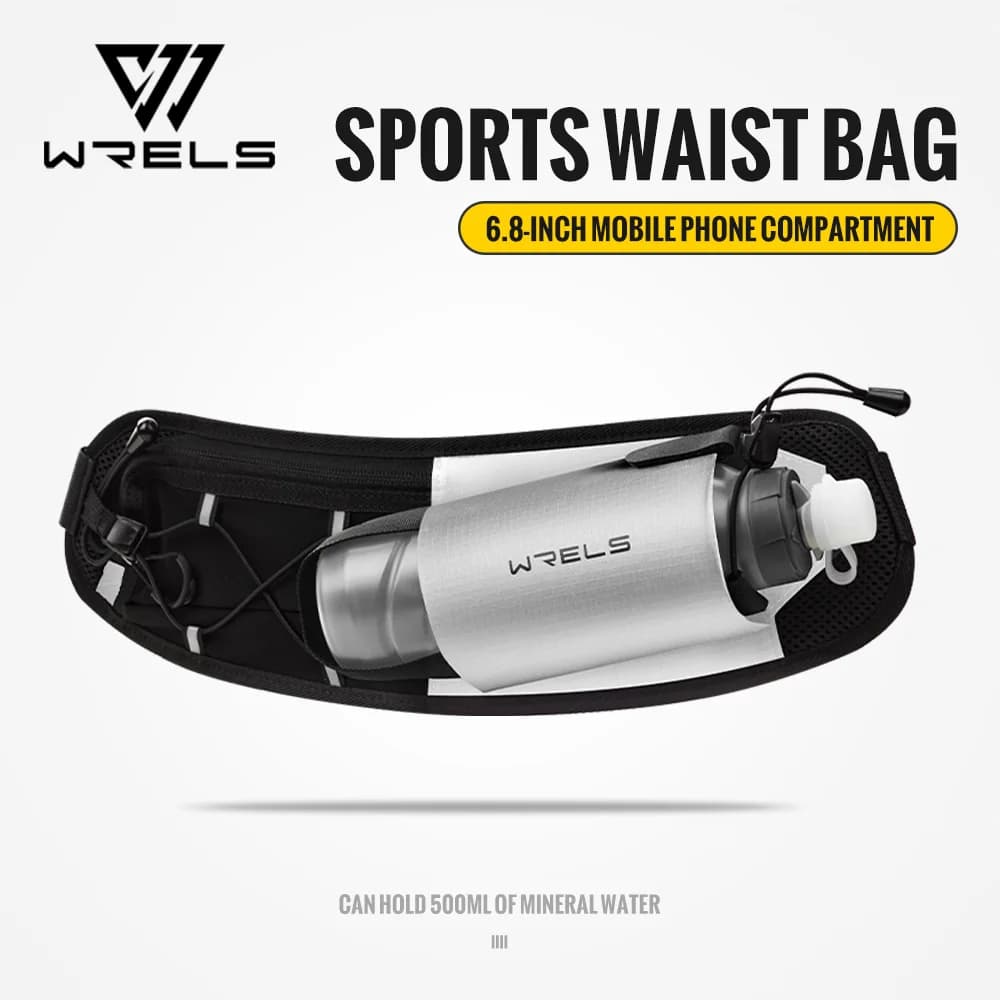 Marsupio Sportivo WRELS con Porta Borraccia, Borsa da Corsa Leggera, Marsupio Idratazione Sportivo Regolabile per Escursionismo e Ciclismo