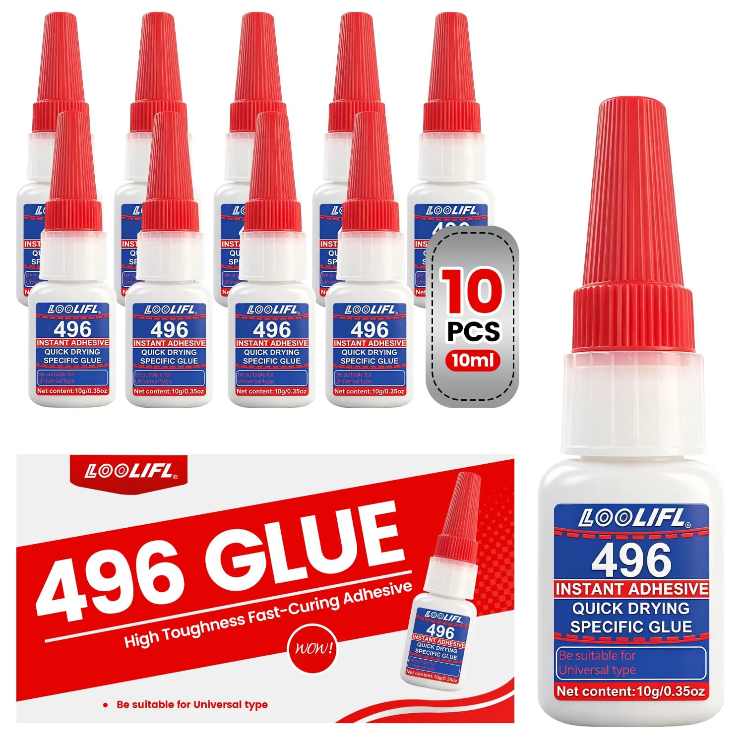 Loolifl 498 20ml Strong Adhesive Liquid Transparent Cyanoacrylate Glue Instant Adhesive Quick-Drying Glue for Plastic, Wood, Metal Crafts Repair Tools