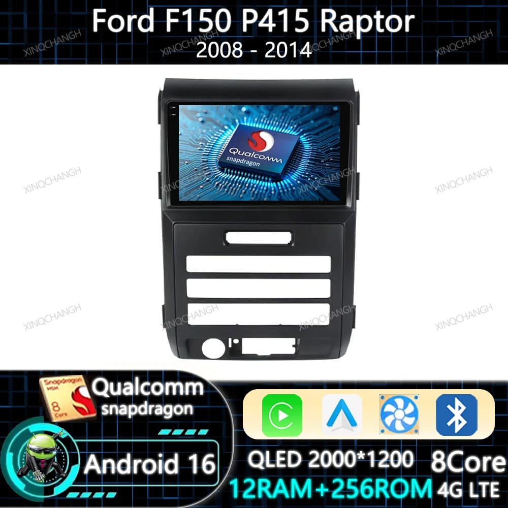 Android 16 Car Radio Carplay Auto For Ford F150 P415 Raptor 2008 - 2014 Head Unit GPS 2DIN Navigation 4G LTE 5G WIFI BT Qualcomm