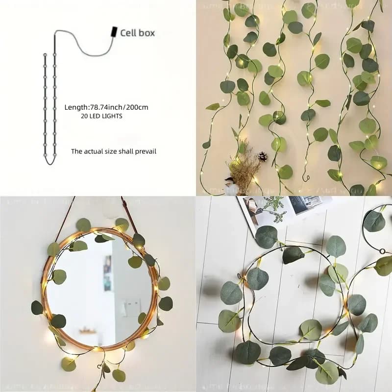1pc Artificial Eucalyptus Vine String Lights Flower Garland Plant Fairy Light Rattan String Lights for Valentine Wedding