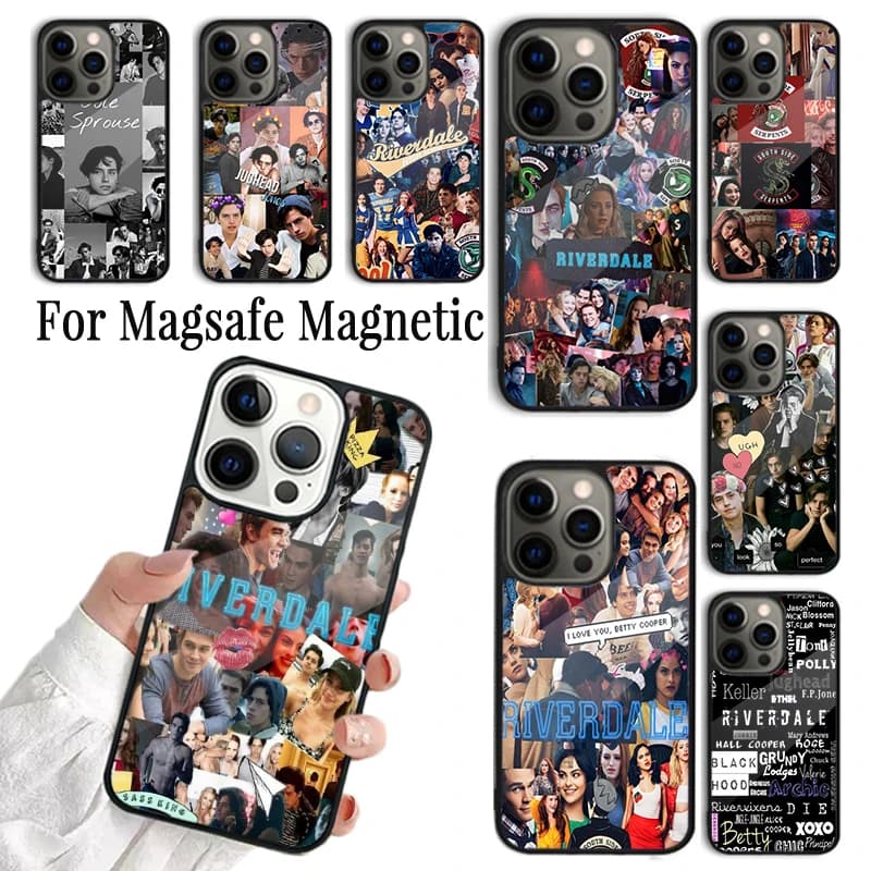 Cover per iPhone Riverdale per modelli 17 AIR 16 15 14 13 12 11 Pro Max Plus, con supporto magnetico wireless MagSafe