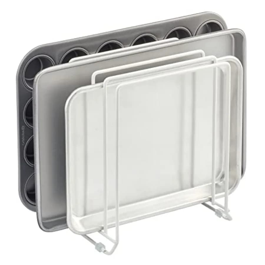 Organizzatore in Acciaio Extra Large per Armadietto da Cucina - Porta Utensili Diviso con 5 Scomparti per Padelle, Pentole e Coperchi