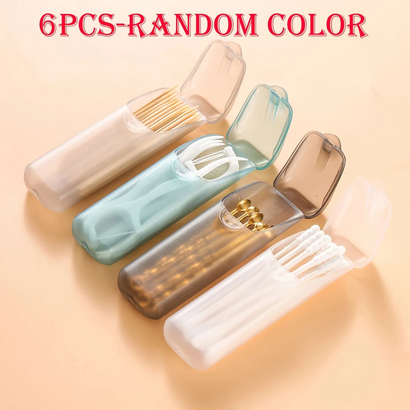 6pcs Portable Small Toothpick Storage Box, Hard Plastic Organizer, Portable Container, Camping Box, Lightweight,Toothpick Holder