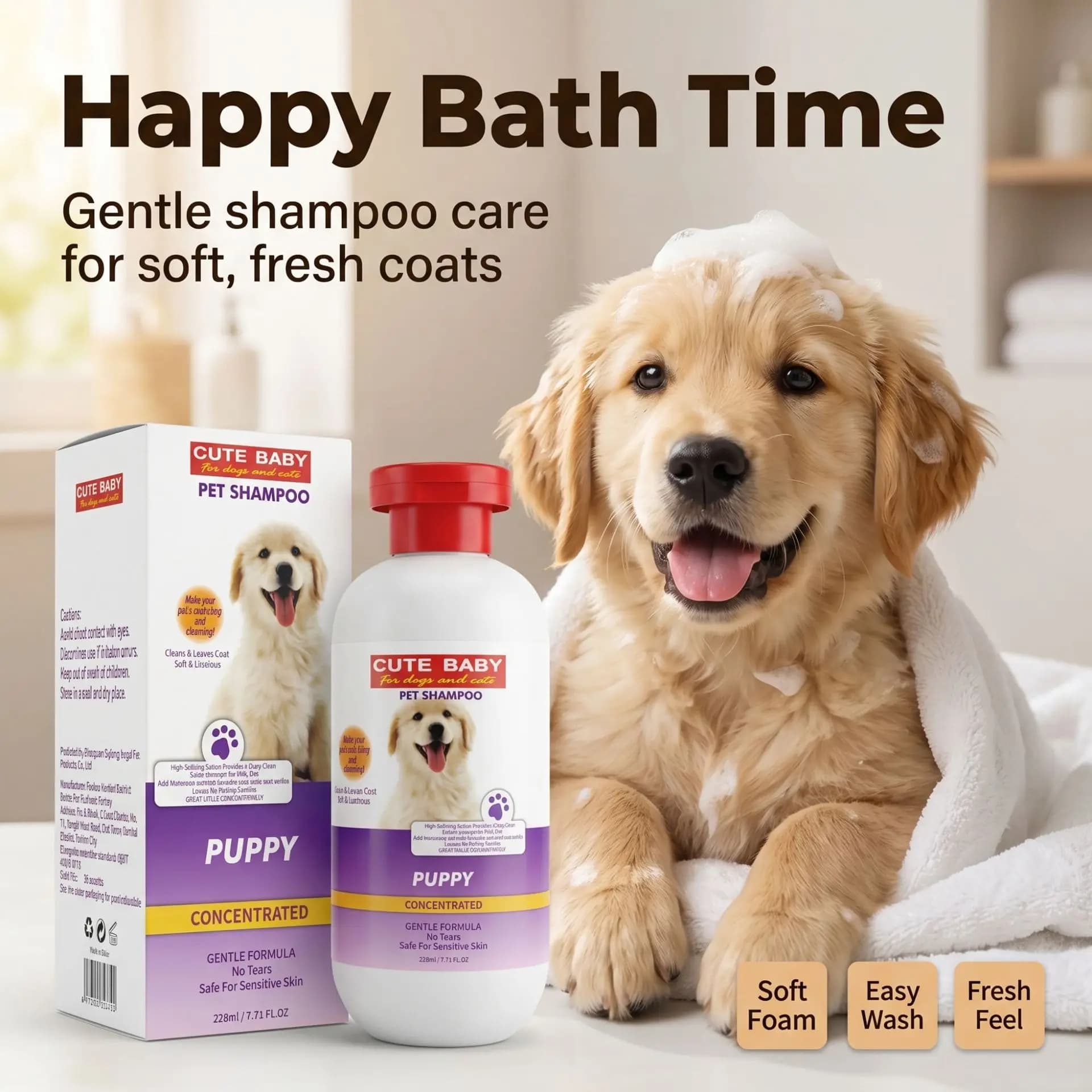 Cutbaby 228ml Pet Shampoo for Dogs & Cats Multi-Effect Gentle Cleaning Bath Wash,Pet Wash Cleaning Bath Supplies,keep pet clean