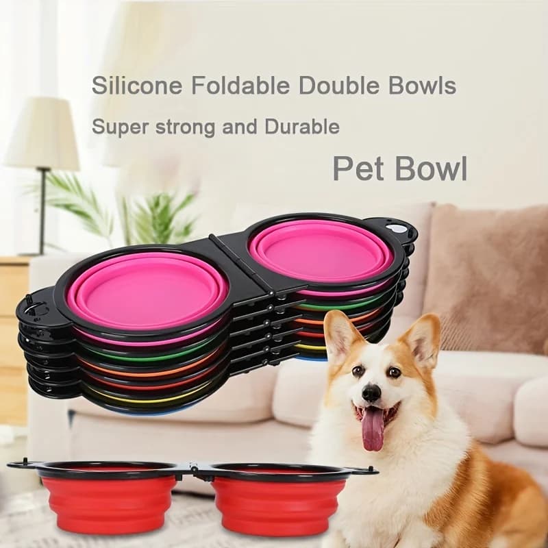Portable Foldable Pet Bowls, Outdoor Dog Bowl Set (Separate Water and Food Bowls), Cat Bowls, Pet Food Bowls—Perfect for Travel,
