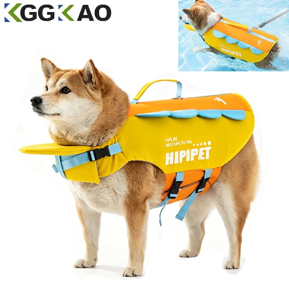 Dog Life Vest Sports Style Dog Swim Vest, Lifejacket with Handle for Swimming & Boating, Adjustable for Puppy Doggy Cat