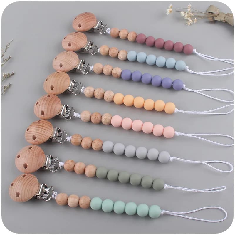Clip per ciuccio a catena antigoccia per bambini Perline in silicone Infantile Tettarelle da biberon Placare Clip per catena per succhietto Porta ciuccio Clip per capezzoli