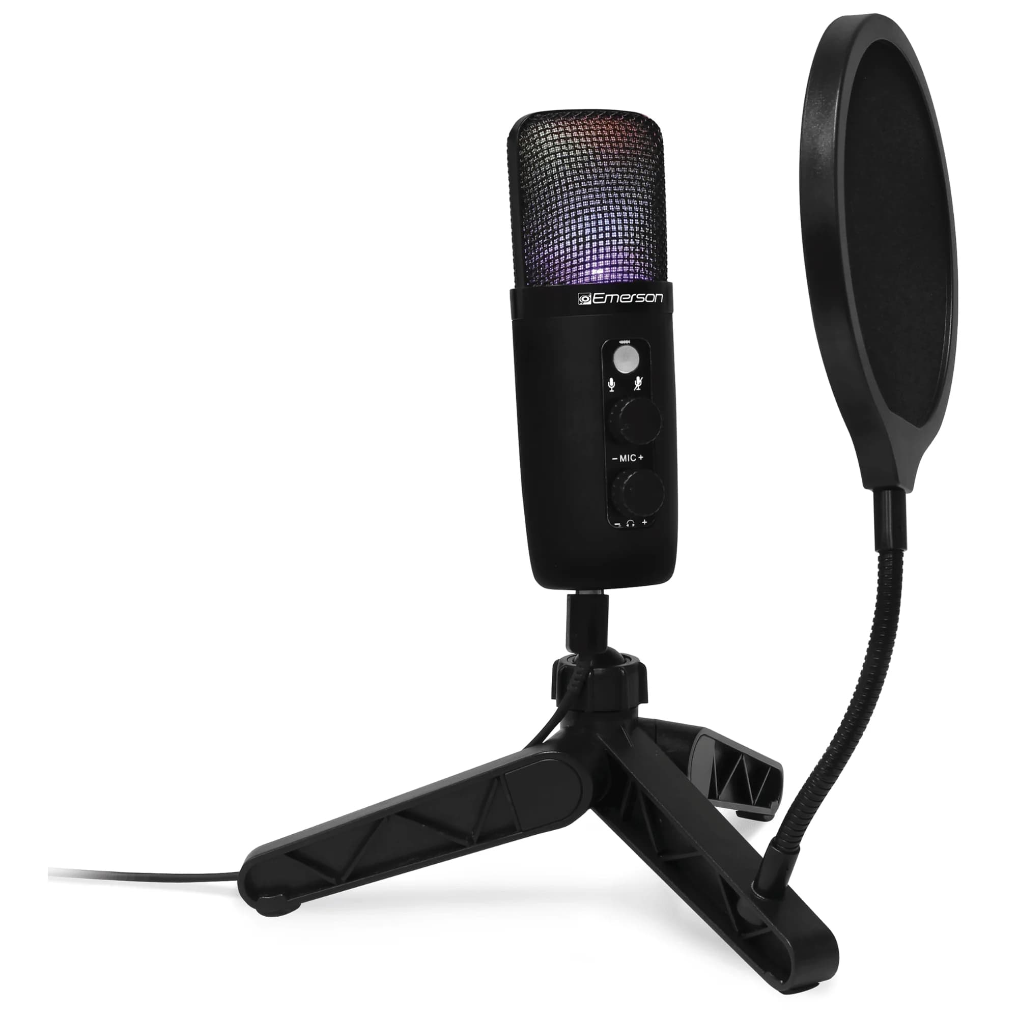 Microfono a Condensatore Emerson USB per Gaming e Streaming con Illuminazione LED