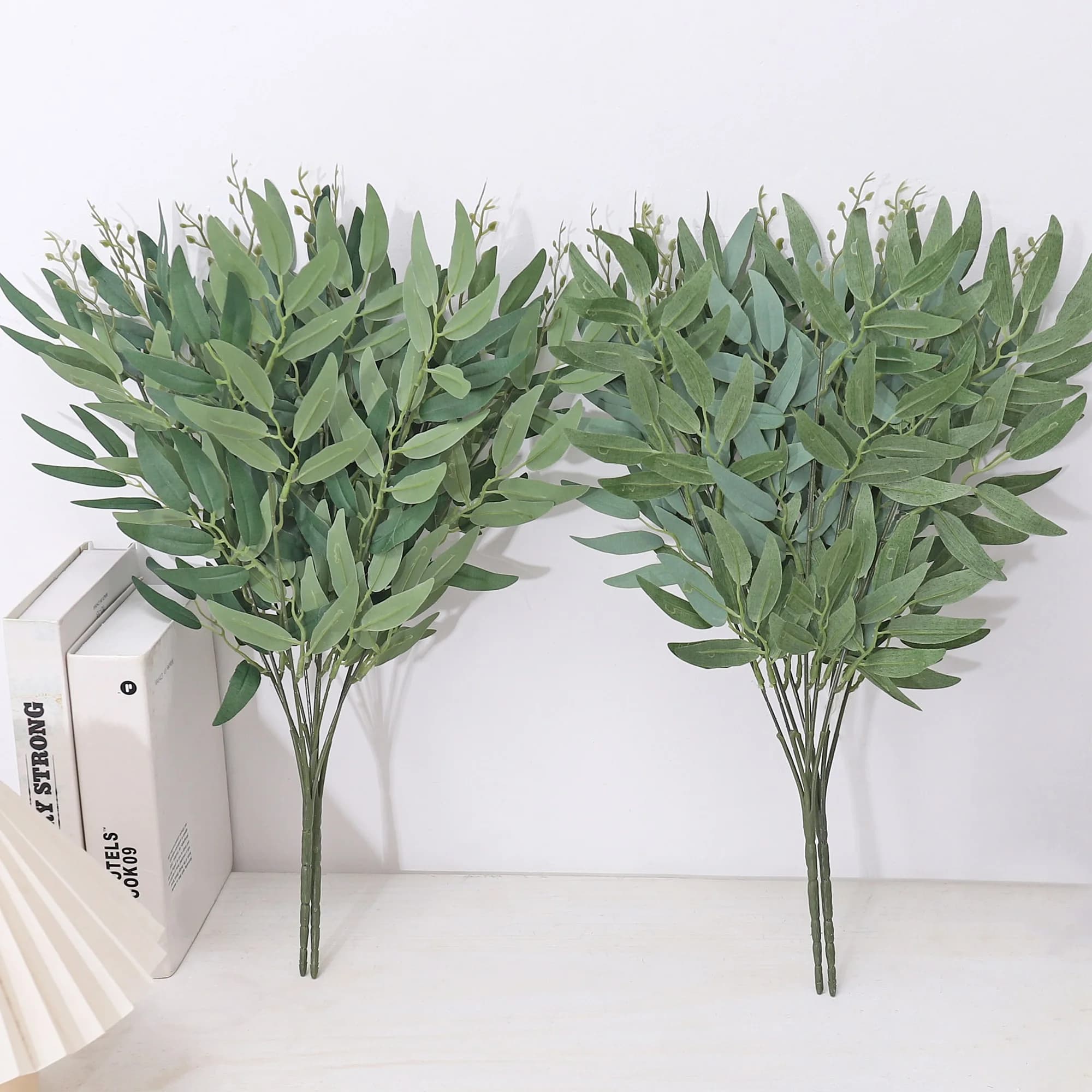 Willow leaves Artificial green plants Provision of fake eucalyptus leaves Floral accessories Outdoor garden decoration for wedding home