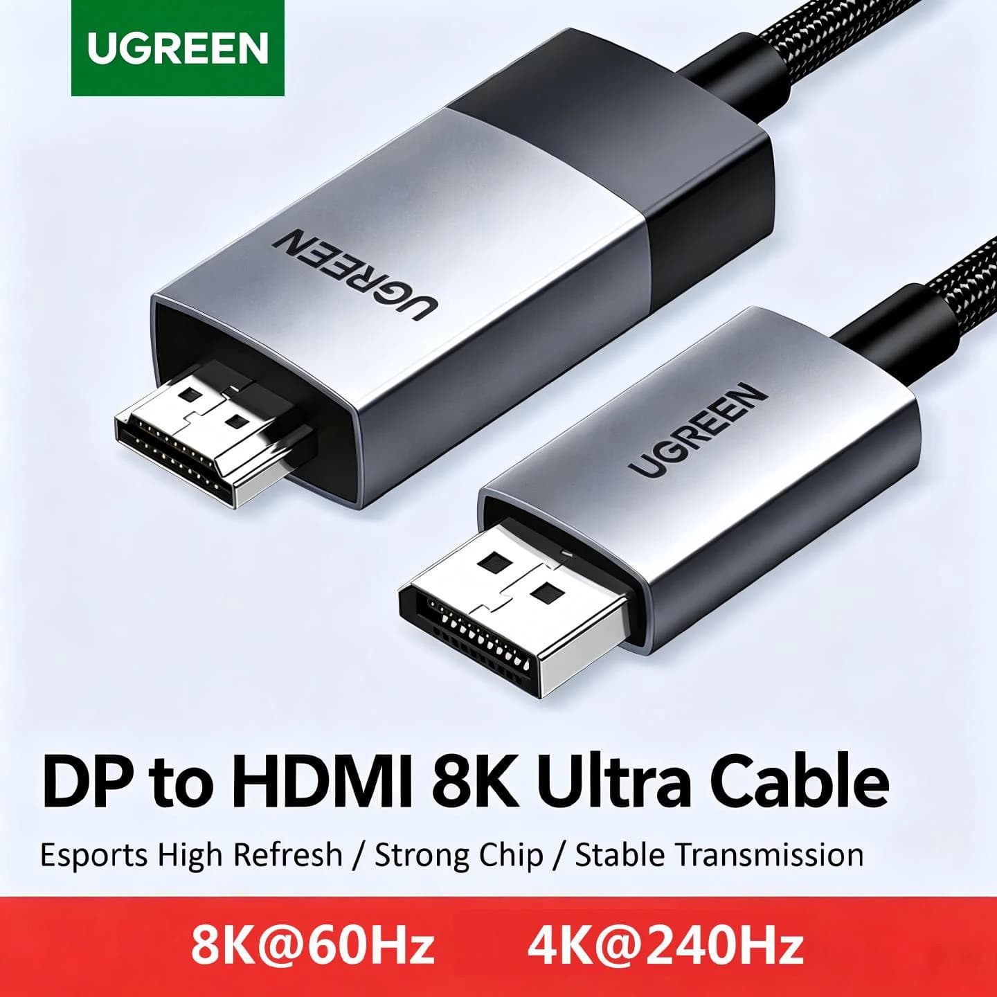 UGREEN Displayport 1.4 DP To HDMI 2.1 Cable 1.5m Braided 4K 8K@60Hz Notebook Laptop Computer Connected To TV Monitor Projector 2