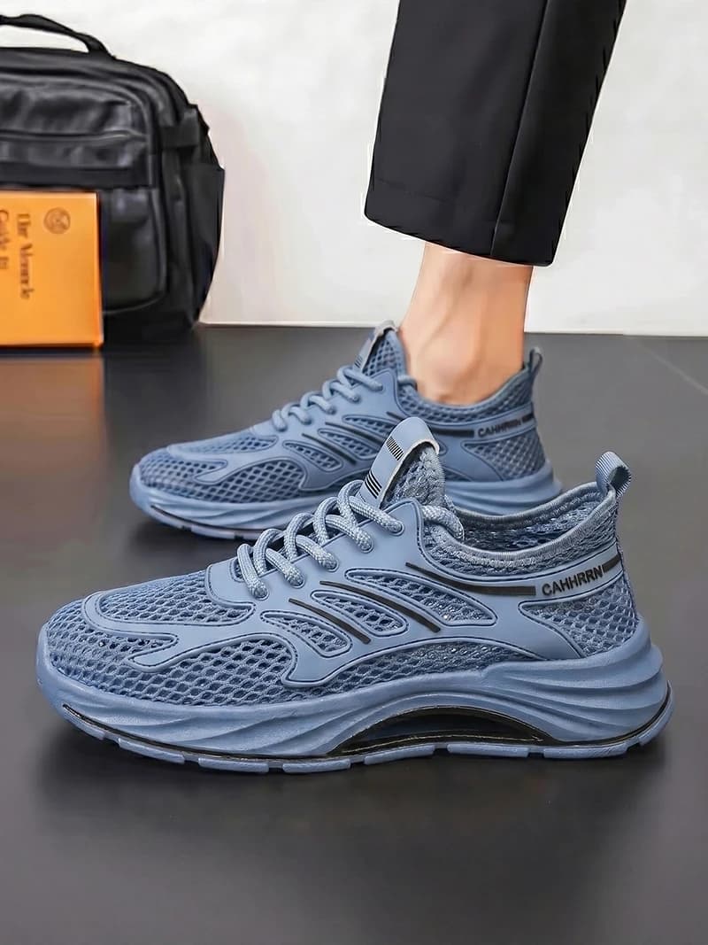 Scarpe da corsa da uomo traspiranti, leggere, in rete, antiscivolo, con fondo morbido, assorbimento degli urti, traforate con fori in rete, estive, sportive.