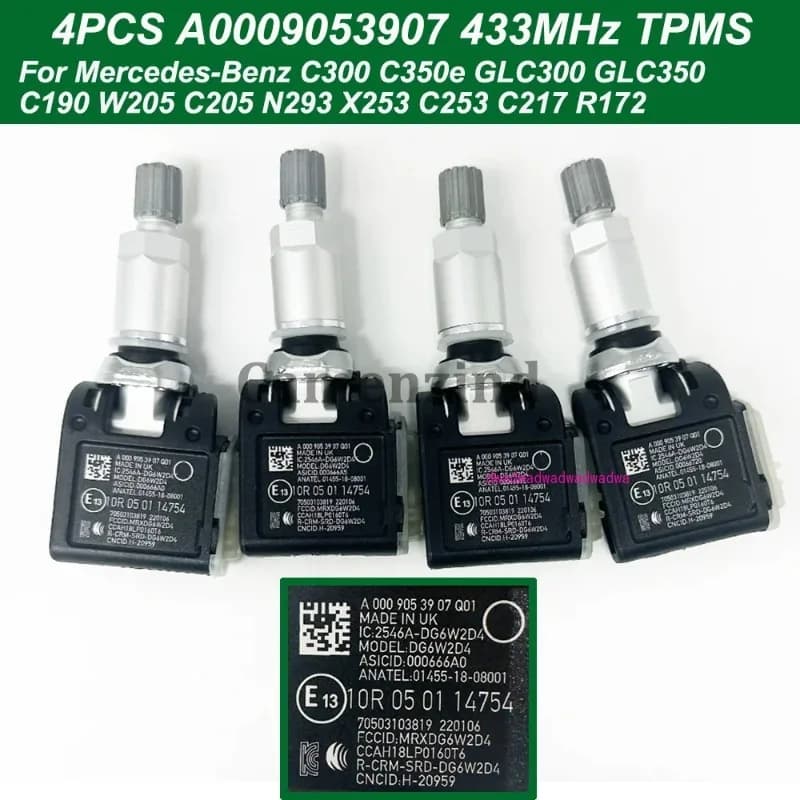 TPMS Sensore di pressione dei pneumatici A0009053907 0009053907 433MHz Per Mercedes-Benz C190 W205 C205 N293 X253 C253 C217 R172 C300