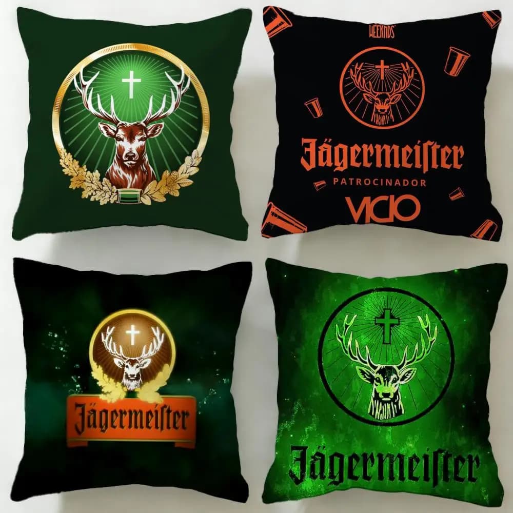 Fodera per cuscino della classica marca di bevande Jagermeister, morbida e facile da lavare, versatile per divano, letto, viaggi e ufficio
