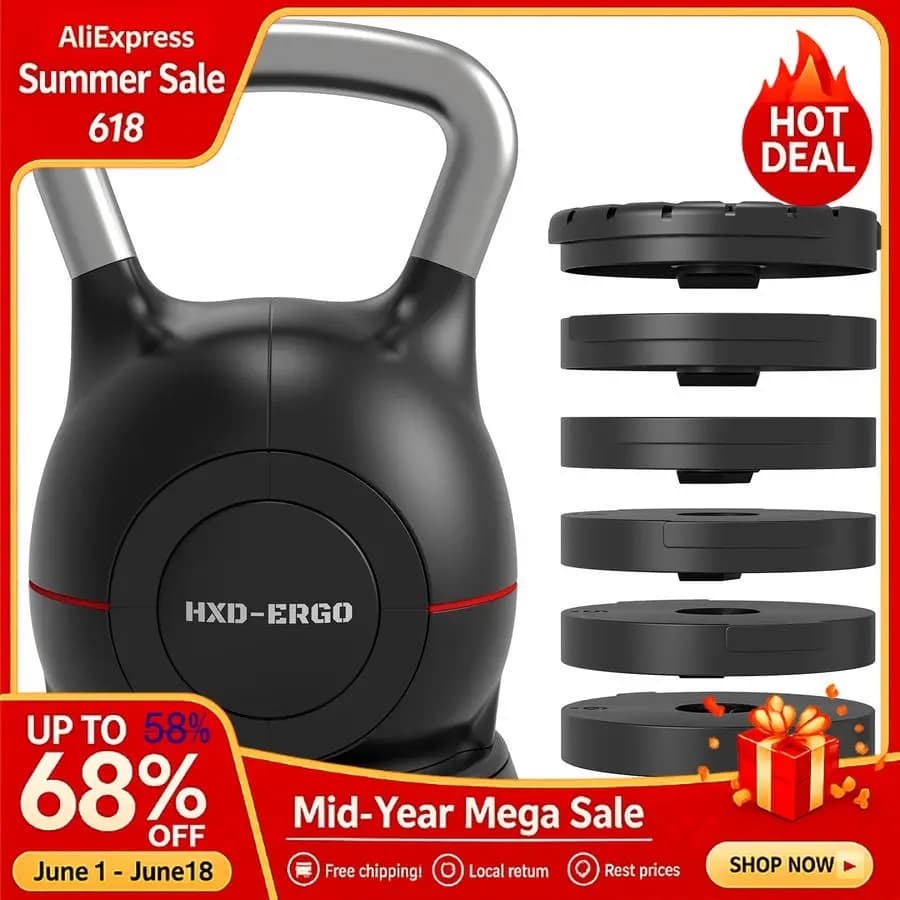 Adjustable Kettlebell Set with Rapid Adjusting Weights, Comfortable Grip, Home Gym Set