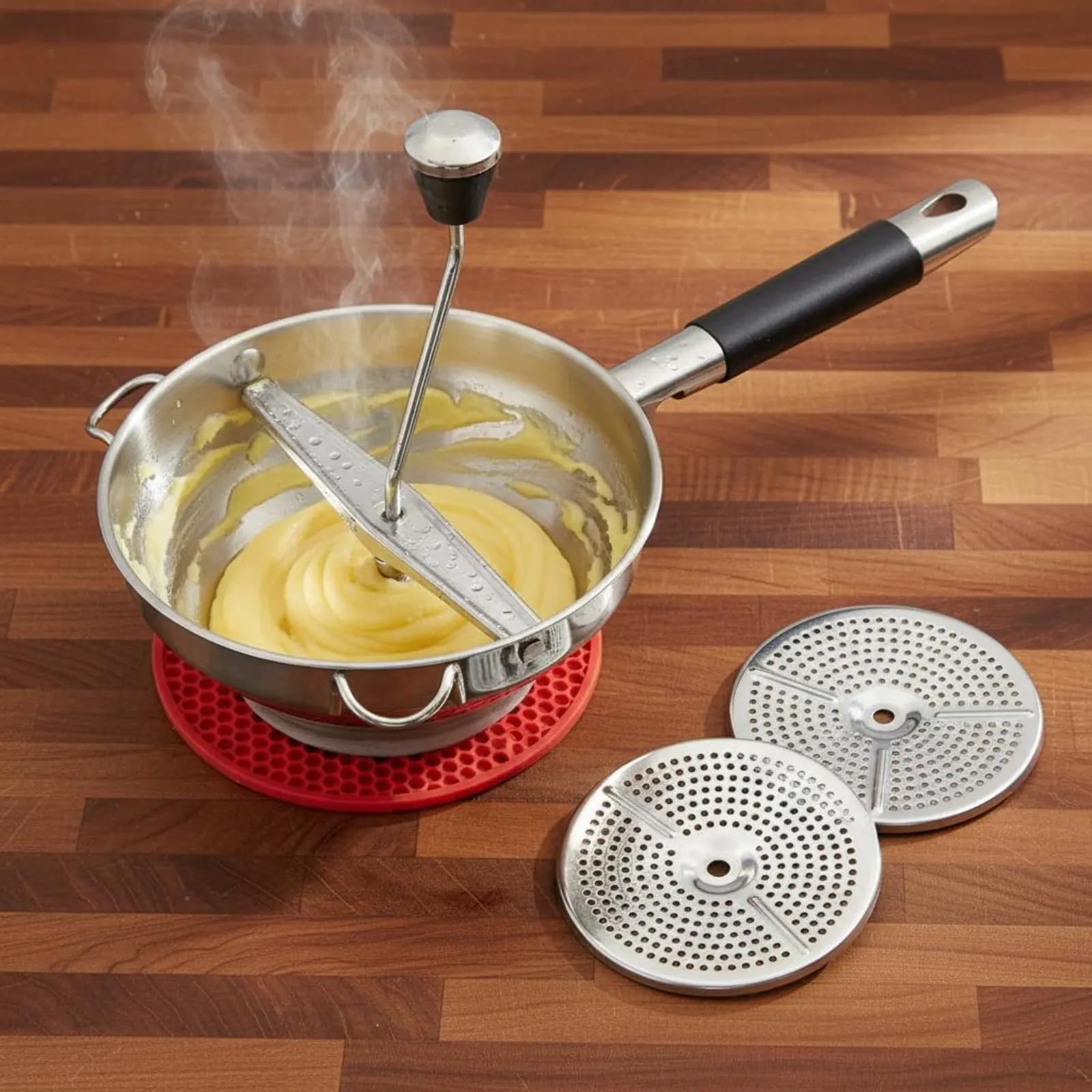 Stainless Steel Food Mill Versatile Hand Crank Vegetable Strainer Potato Ricer and Tomato Press Easy to Clean Puree Blender