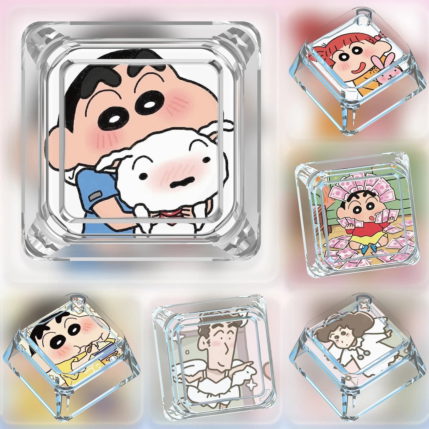 Nuovo Crayon Shin-Chans Carino Tastiera Meccanica Keycap Tastiera Meccanica Ad Asse Trasmissione Della Luce Trasparente Keycap