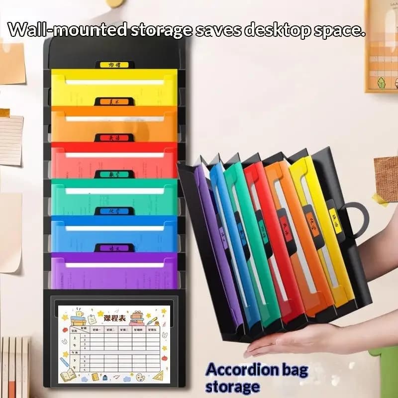 @*Hanging File Organizer Wall Mounted Rainbow Classification Long Folder for Workplace Document Storage