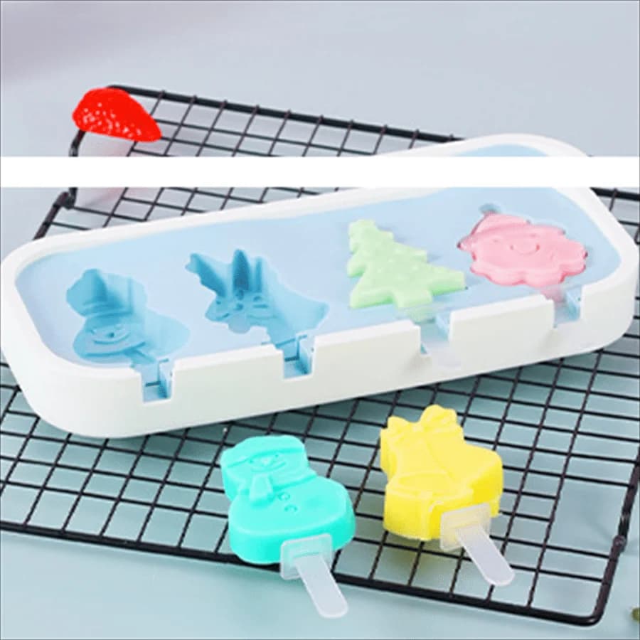 Stampo per ghiaccioli in silicone riutilizzabile da 1 pezzo con coperchio per la preparazione di dolci ghiacciati per la famiglia