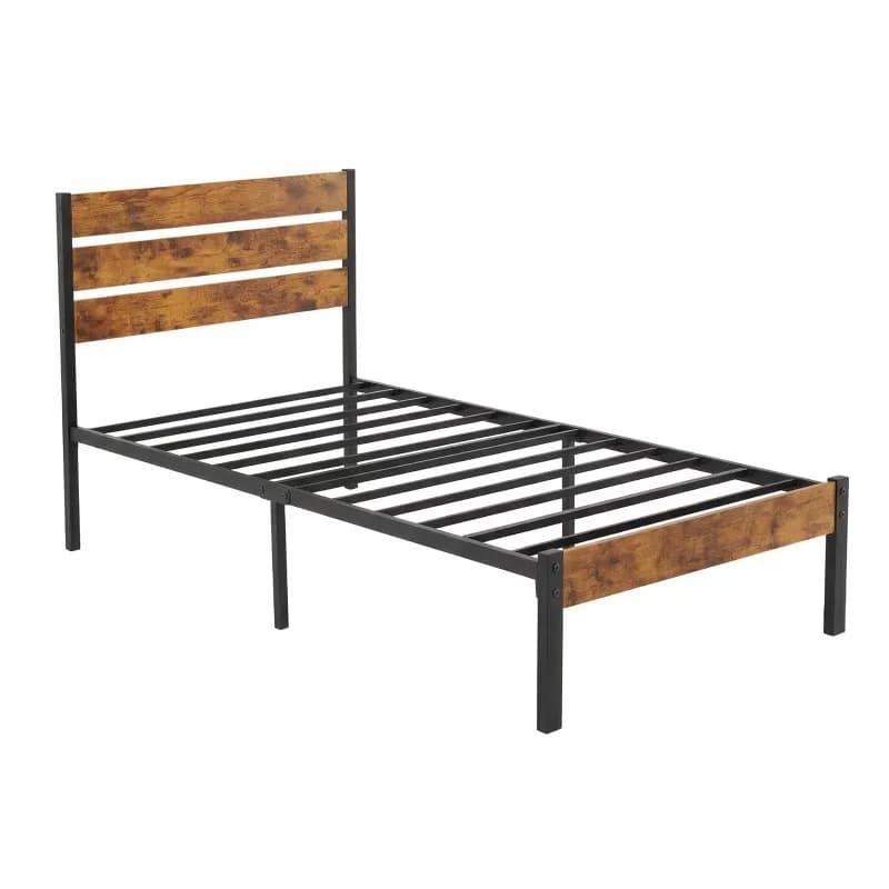 Alvantor Metal Platform Bed Frame with Headboard & Footboard - No Box Spring Needed, 800LBS Sturdy Wooden Slats Support,