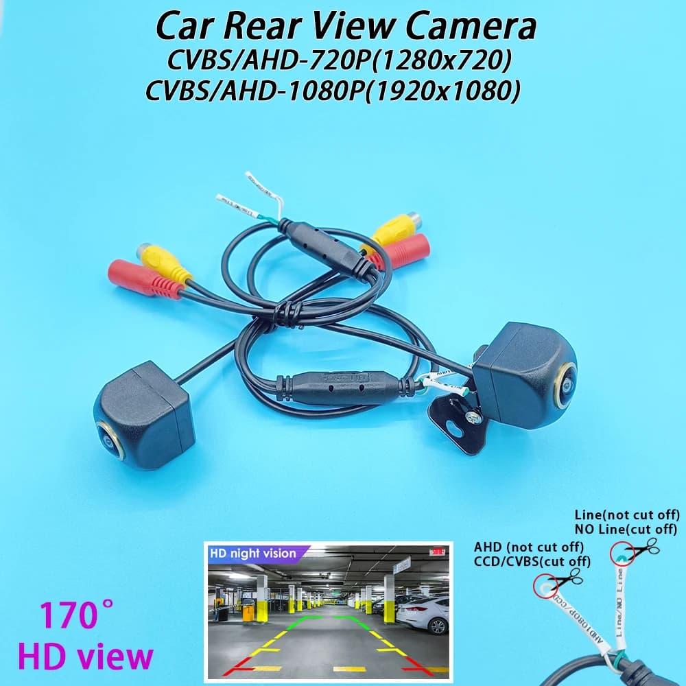 Telecamera posteriore per auto AHD1080P 720P CVBS con angolo di visione di 170 gradi, visione notturna HD, assistente al parcheggio, 12V 25fps IP68