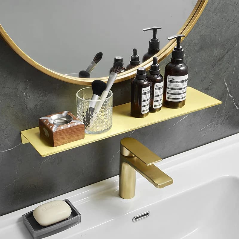 Mensola da bagno in oro spazzolato, supporto per doccia a parete in alluminio, WC, doccia, portaoggetti, bagno, shampoo, cosmetici