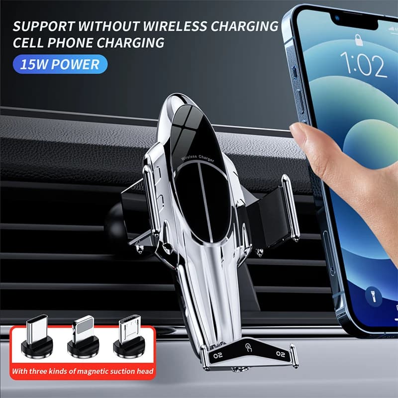 Wireless Charge Car Holder 15W Fast Charging Phone Stand for iphone17 16 15 Smart Sensor Car Bracket with Magnetic Head