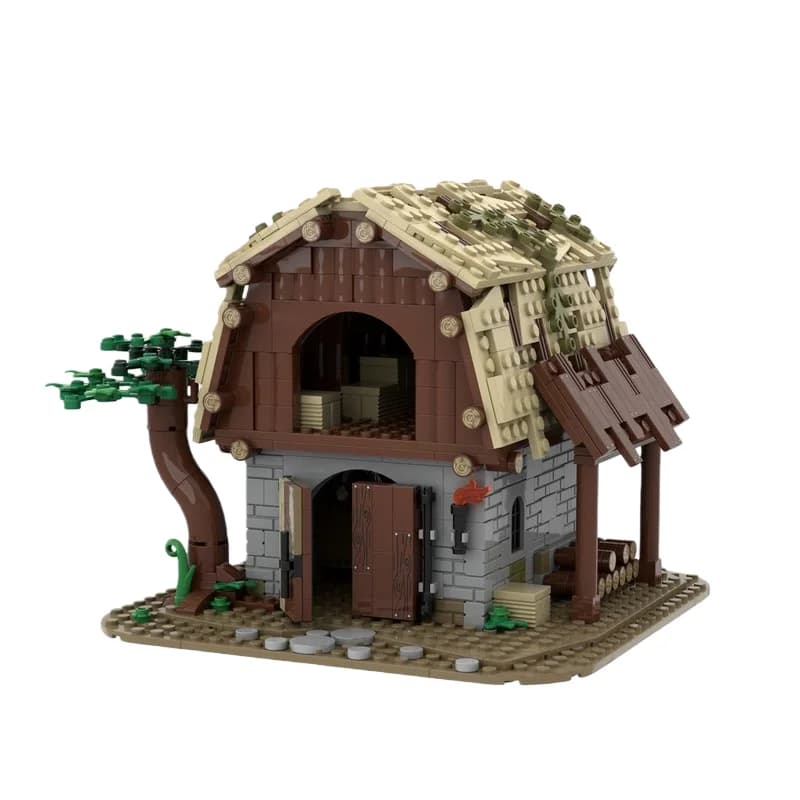 Modello di castello da cabina architettonica in legno MOC - blocchi giocattolo da costruzione di piccole particelle 708 pezzi - adatto a tutti gli appassionati a un