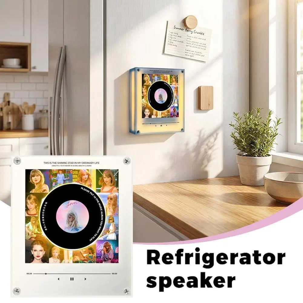 Creative Audio Refrigerator Sticker Night Light Magnetic NFC Sensor Automatic Singing Speaker Acrylic Refrigerator Decoration