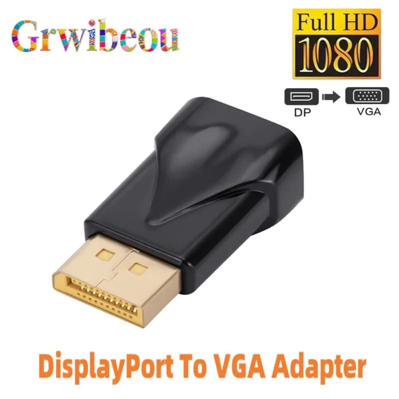 NUOVO Adattatore DisplayPort a VGA Porta Display 1080P DP Maschio a VGA Femmina Convertitore per PC Proiettore DVD TV Monitor portatile