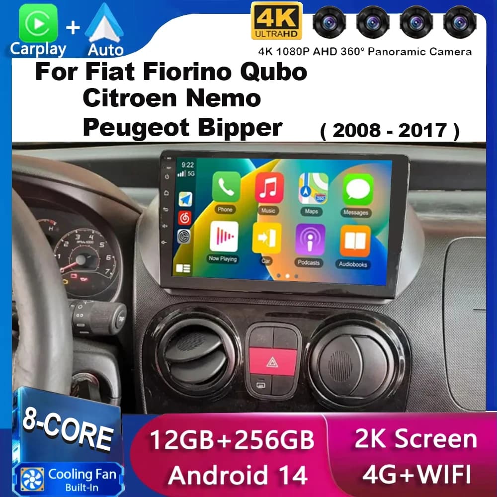 Android 15 Carplay Autoradio Per Fiat Fiorino Qubo Per Citroen Nemo Per Peugeot Bipper 2008-2017 Lettore Video Multimediale Stereo