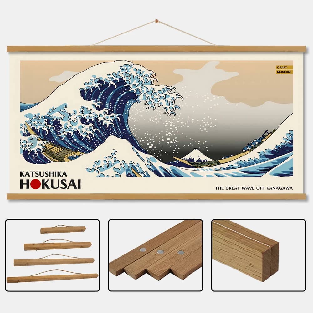 Chi Cornice magnetica fai-da-te Teak Pine Poster Immagine Cornice per foto in legno Pittura su tela Cornice per poster Art Hanger Regalo perfetto