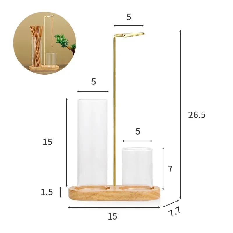 Portaincenso 2 in 1 per bastoncini Bruciatore di incenso volante anti-cenere con raccoglitore di cenere in vetro rimovibile e organizer per bastoncini di incenso