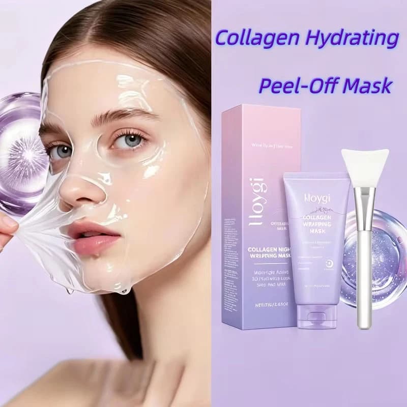 Maschera Peel-off al Collagene Notturna, Maschera Viso Idratante Profonda, Levigante e Rassodante, Maschera Viso Illuminante per Cura Quotidiana e Notturna della Pelle