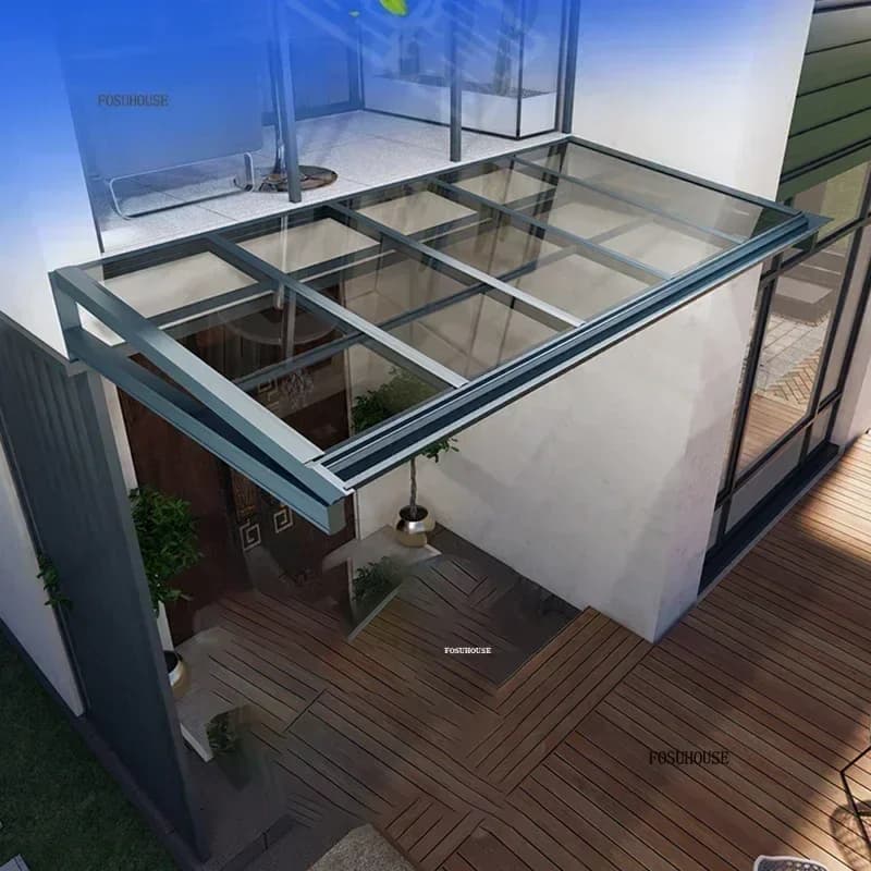 Pergola in Lega di Alluminio per Esterni, Tettoia Antipioggia e Parasole, Gazebo per Villa, Tenda per Balcone e Cortile, Protezione per Grondaie