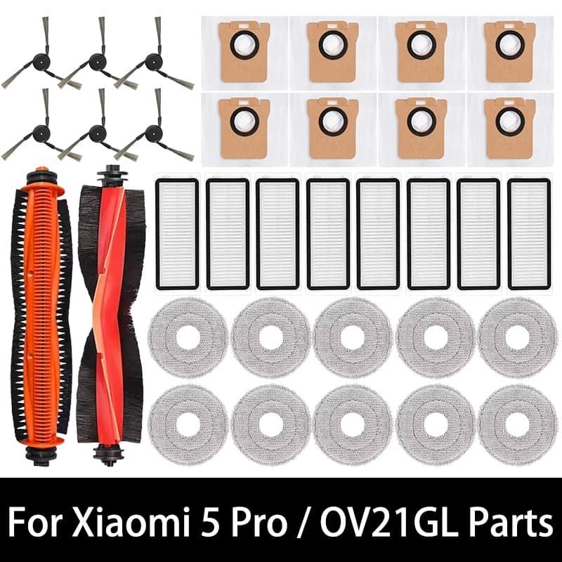 For Xiaomi 5 PRO / OV21CN Robot Vacuum Parts Tricut Main Side Brush HEPA Filter Mop Cloth Dust Bag Accessories