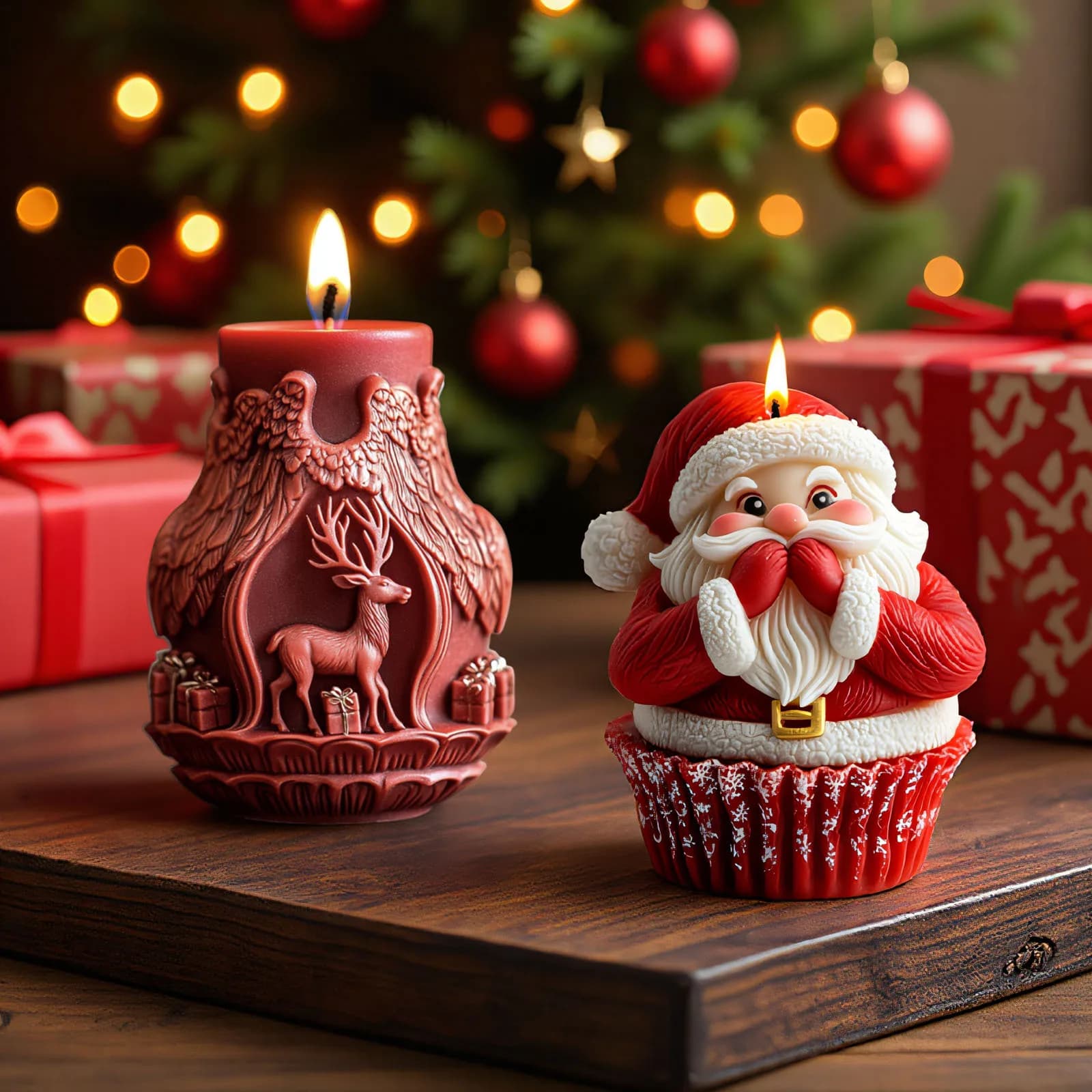 Santa Claus and Elk Candle Making Molds, Suitable for Candle Making, Home Ornaments, Jewelry Earrings and Accessories, Suitable for Beginners' DIY, Christmas Series, Exquisite Gifts