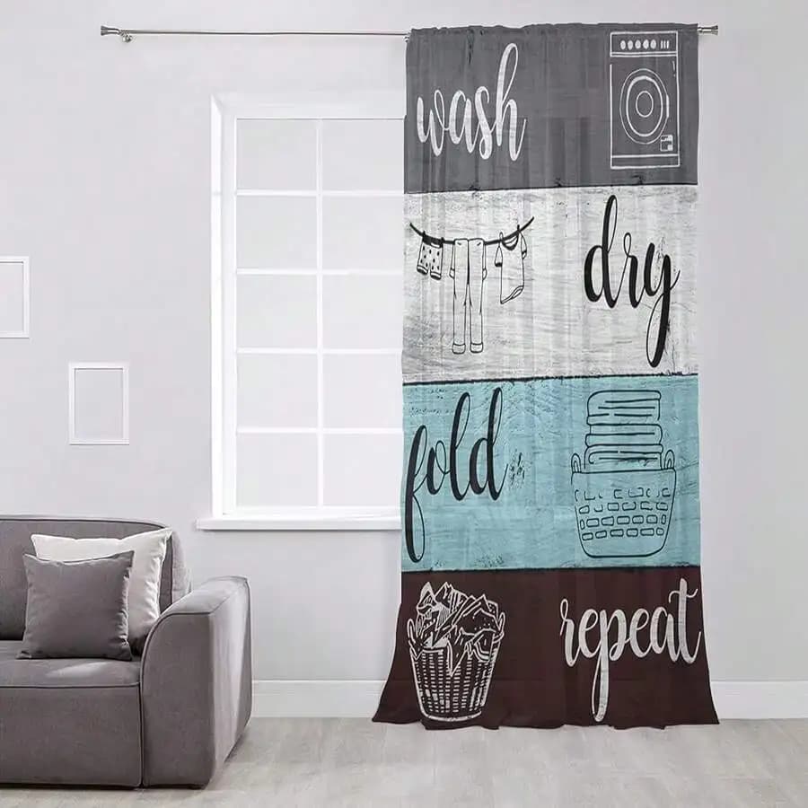 Laundry Room Semi Sheer Curtains Drapes For Living Room,Bedroom,French Doors Window 84 Inches Long,Bathroom Dry Wash Fold