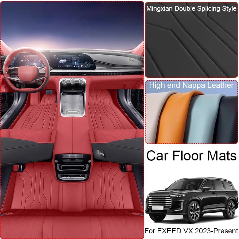 Tappetino protettivo per auto antiscivolo in pelle nappa personalizzato per EXEED VX 2023-presente Accessorio interno per pavimento impermeabile di lusso