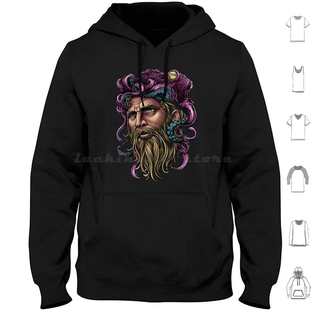 Winya No. 150-2 Felpe con cappuccio a maniche lunghe Mostro Oldman Polpo Barba Barba Baffi Hipster Uomo Cultura Cultura Pop Cultura Vecchio