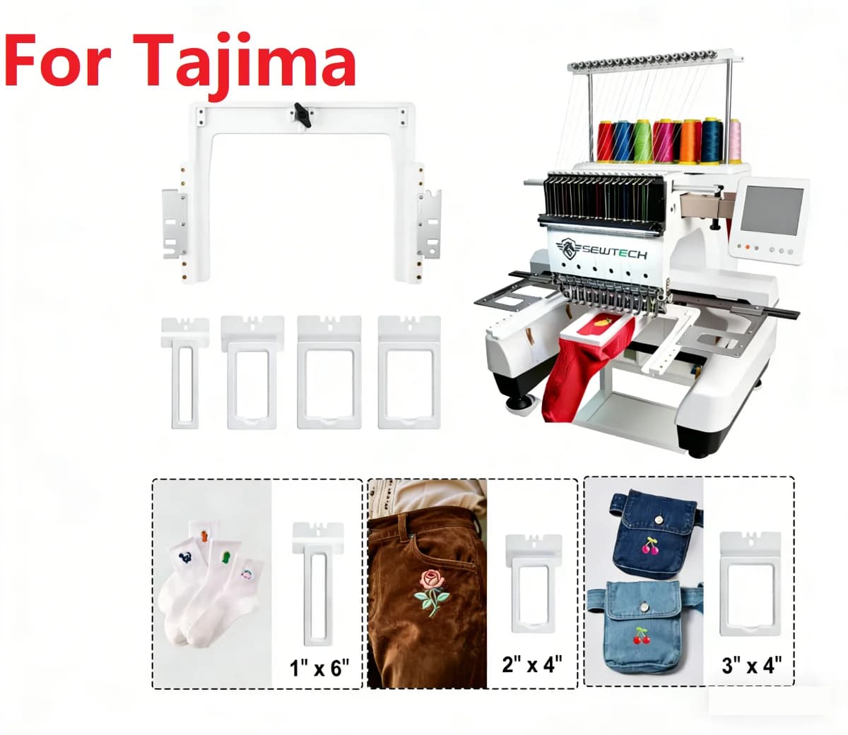 4/6/8in1s Magnetic Hoop Kits For Tajima Embroidery Machine Sock Bags Magnetic Embroidery Hoop For Tajiam SAI Embroidery Machine