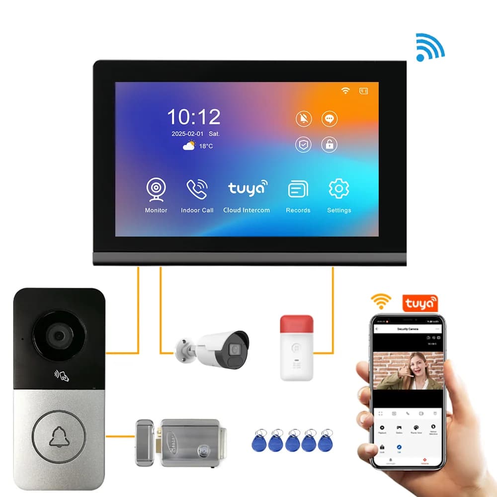 2026 new IP video intercom doorbell with 7-inch high definition screen, graffiti smart video door phone intercom system