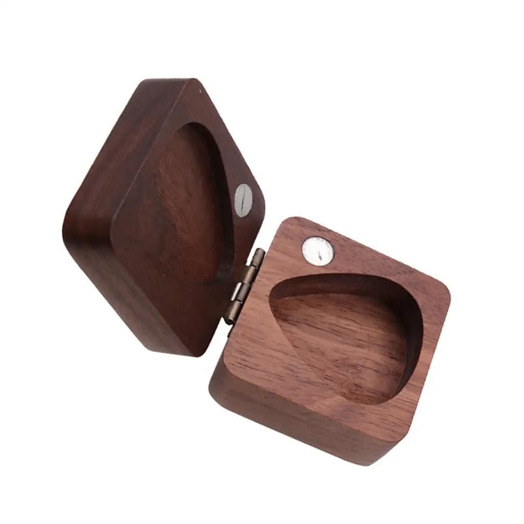 Walnut Guitar Pick Plectrum Storage Box Handmade Wooden Holder Personalized Gift for Music Lovers