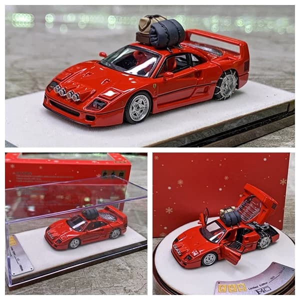 PGM 1:64 F40 Edizione natalizia Lega completamente aperta Limitata a 999 pezzi Simulazione Lega di resina Modello di auto statico Giocattoli regalo